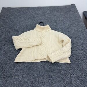Paul James Sweater Women M Cream Wool Cable Knit Turtleneck Cropped Winter Style
